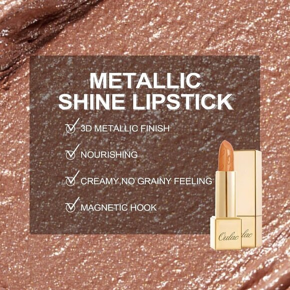 Oulac Women Metallic Nude Gold Moisturizing Creamy Lipstick Sahara Gold(10) - Picture 5 of 8